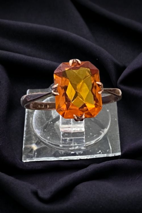9CT ROSE GOLD EDWARDIAN MOUNTED MANDARIN GARNET - ADDITIONAL PHOTO 4