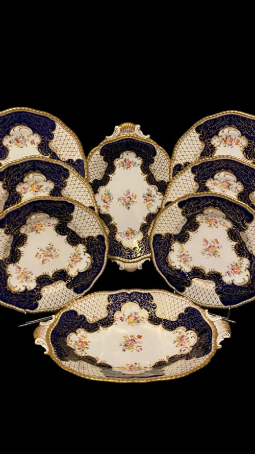 antique coalport dessert service for six - CATEGORY: ANTIQUE CERAMICS - DATED 1900