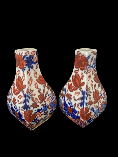 ANTIQUE PAIR OF MASONS IRONSTONE VASES - ADDITIONAL PHOTO 3