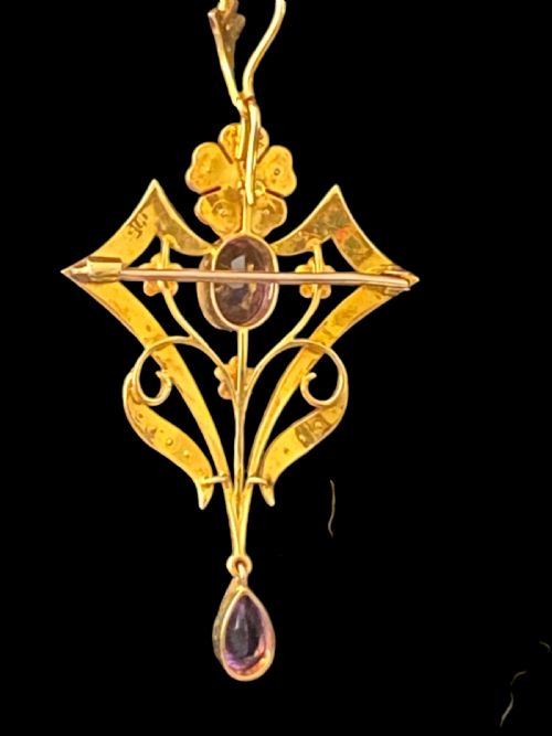 ANTIQUE ART NOUVEAU STYLE AMETHYST METAMORPHIC PENDANT AND BROOCH - ADDITIONAL PHOTO 2
