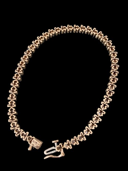 VINTAGE 9CT YELLOW GOLD AND 2CT DIAMOND TENNIS BRACELET - ADDITIONAL PHOTO 2