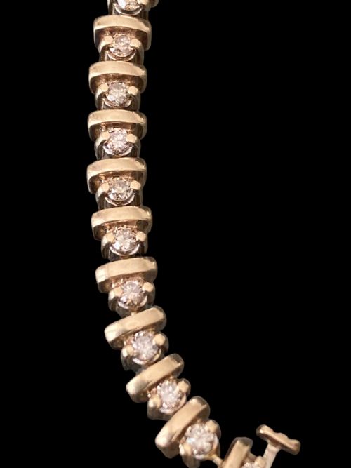 VINTAGE 9CT YELLOW GOLD AND 2CT DIAMOND TENNIS BRACELET - ADDITIONAL PHOTO 3