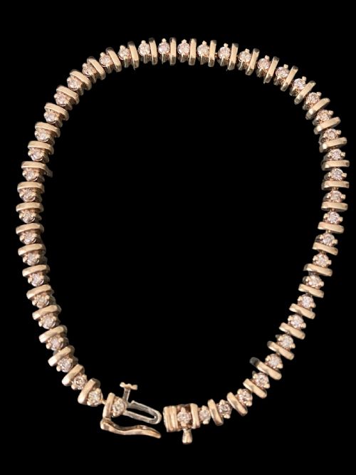 VINTAGE 9CT YELLOW GOLD AND 2CT DIAMOND TENNIS BRACELET - ADDITIONAL PHOTO 4