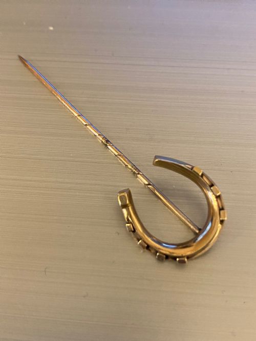 9CT GOLD EDWARDIAN HORSESHOE BROOCHLAPELPIN - ADDITIONAL PHOTO 1