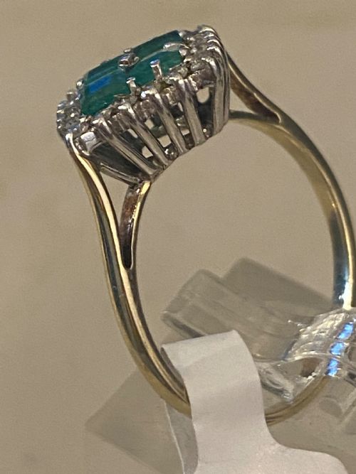 ART DECO STYLE EMERALD DIAMOND RING - ADDITIONAL PHOTO 2
