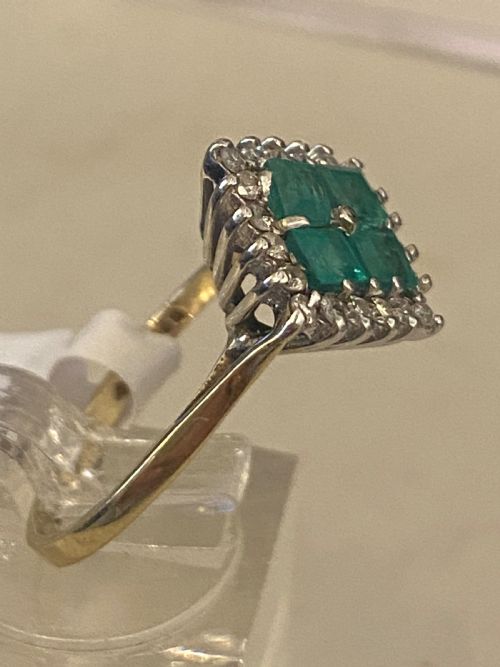 ART DECO STYLE EMERALD DIAMOND RING - ADDITIONAL PHOTO 3