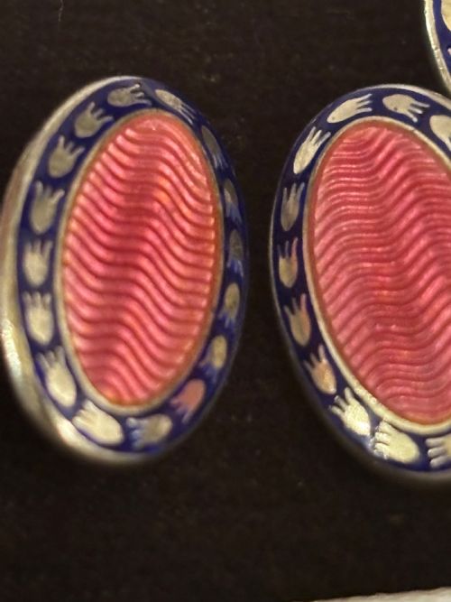 BOXED SILVER AND GUILLOCHE ENAMELCUFFLINKS - ADDITIONAL PHOTO 6