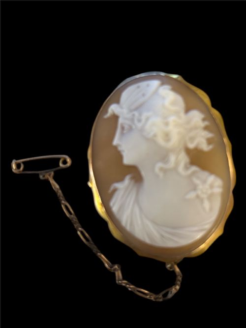 ANTIQUE CAMEO BROOCH OF HERMES MERCURY - ADDITIONAL PHOTO 2
