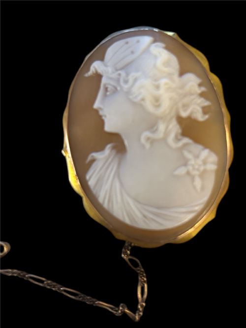 ANTIQUE CAMEO BROOCH OF HERMES MERCURY - ADDITIONAL PHOTO 3