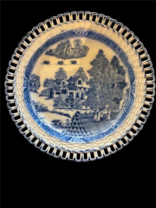 TWO ANTIQUE BLUE AND WHITE ORIENTAL SCENE PLATES - ADDITIONAL PHOTO 1