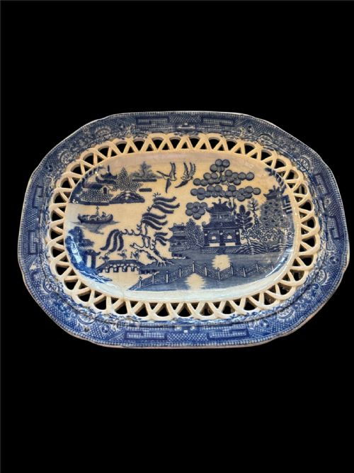 TWO ANTIQUE BLUE AND WHITE ORIENTAL SCENE PLATES - ADDITIONAL PHOTO 2