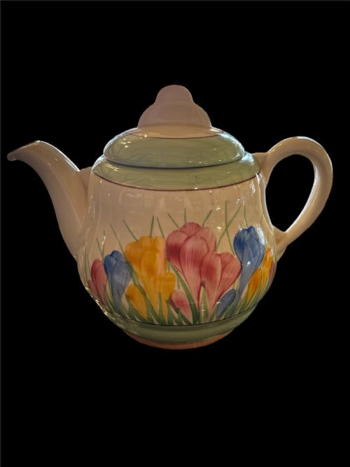 clarice cliff spring crocus teapot - CATEGORY: ANTIQUE JUGS - DATED 1930