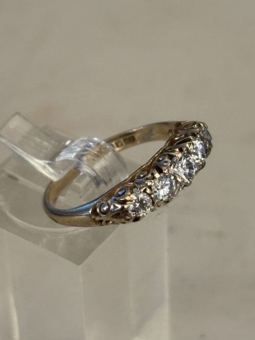 VINTAGE FIVE STONE GOLD RING - ADDITIONAL PHOTO 5