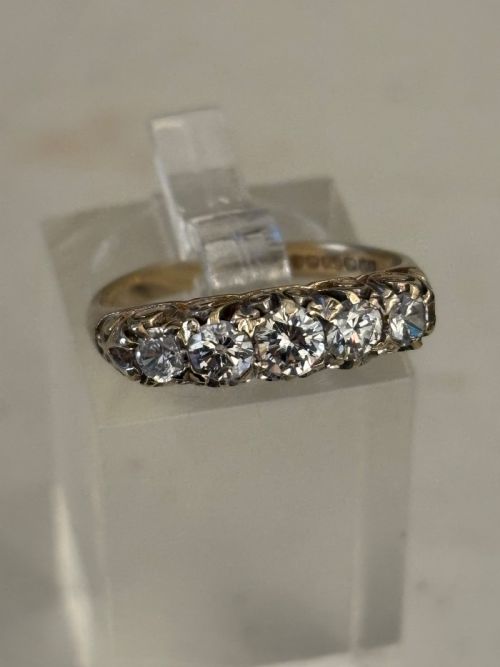 vintage five stone gold ring - CATEGORY: ANTIQUE JEWELLERY - DATED 1960