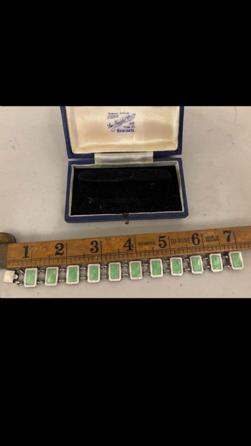 ART DECO SOLID SILVER AND GUILLOCHE ENAMEL BRACELET - ADDITIONAL PHOTO 2