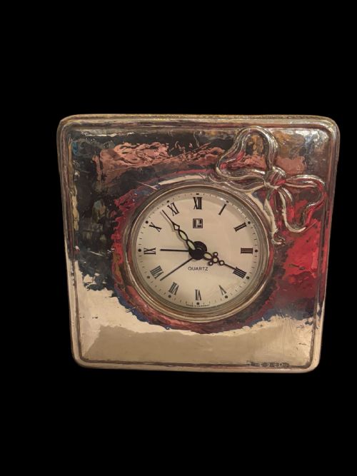 vintage silver dressing table clock - CATEGORY: ANTIQUE CLOCKS - DATED 1960