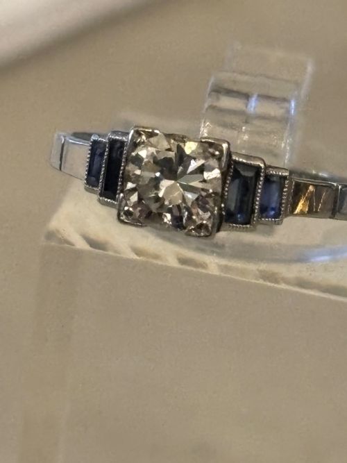 ART DECO PLATINUM SAPPHIRE 33CT DIAMOND RING - ADDITIONAL PHOTO 6