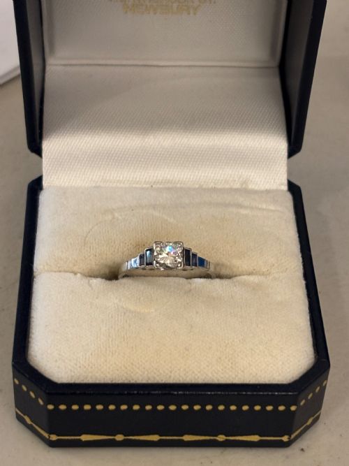 ART DECO PLATINUM SAPPHIRE 33CT DIAMOND RING - ADDITIONAL PHOTO 8