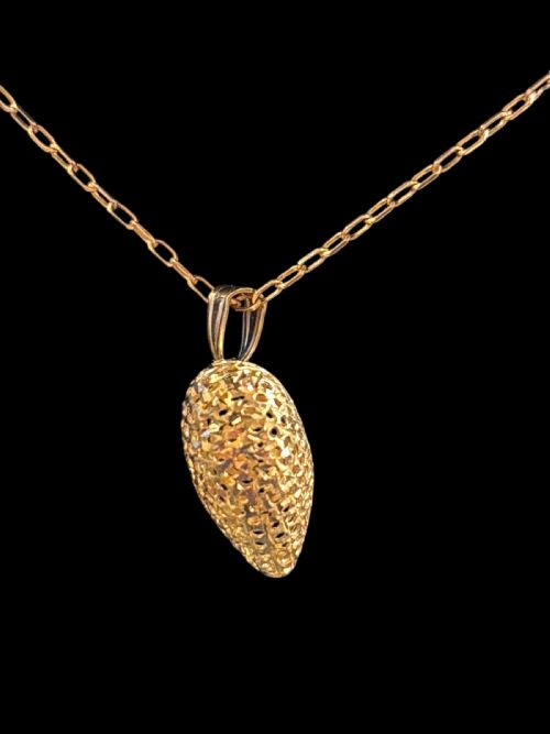MID CENTURY GOLD HEART PENDANT NECKLACE - ADDITIONAL PHOTO 2