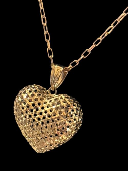 MID CENTURY GOLD HEART PENDANT NECKLACE - ADDITIONAL PHOTO 4