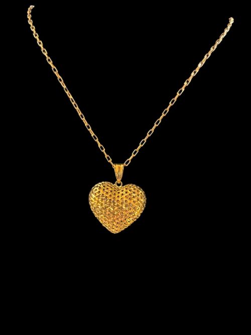 MID CENTURY GOLD HEART PENDANT NECKLACE - ADDITIONAL PHOTO 5