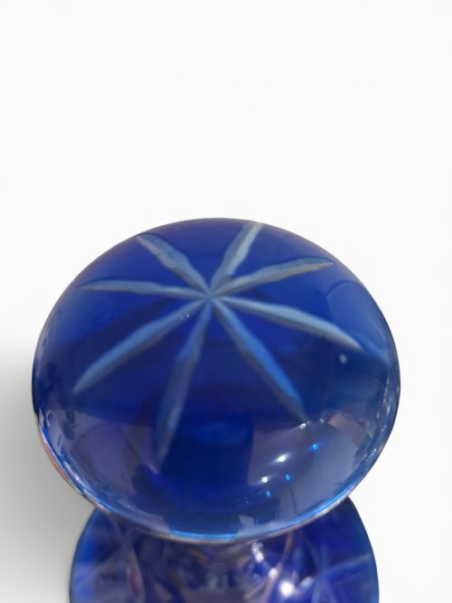 BOHEMIAN COBALT CRYSTAL DECANTER - ADDITIONAL PHOTO 4