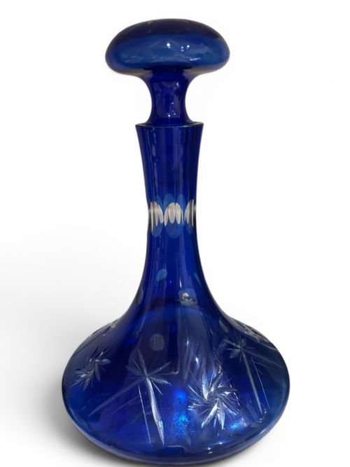 BOHEMIAN COBALT CRYSTAL DECANTER - ADDITIONAL PHOTO 7