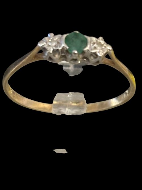 ANTIQUE EMERALD AND DIAMOND RING - ADDITIONAL PHOTO 1