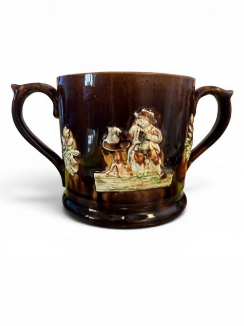 ANTIQUE FROGSURPRISE SPITTING MUG TWO HANDLED ALE TANKARD
