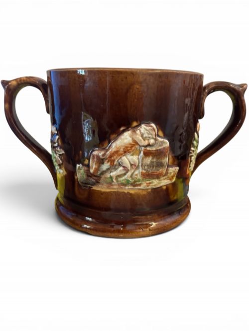 ANTIQUE FROGSURPRISE SPITTING MUG TWO HANDLED ALE TANKARD - ADDITIONAL PHOTO 1