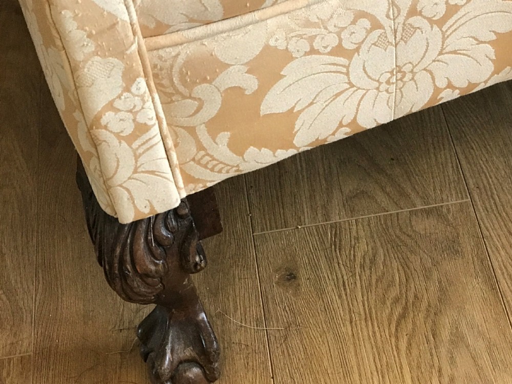 Elegant Edwardian camel back three person settee/sofa View III