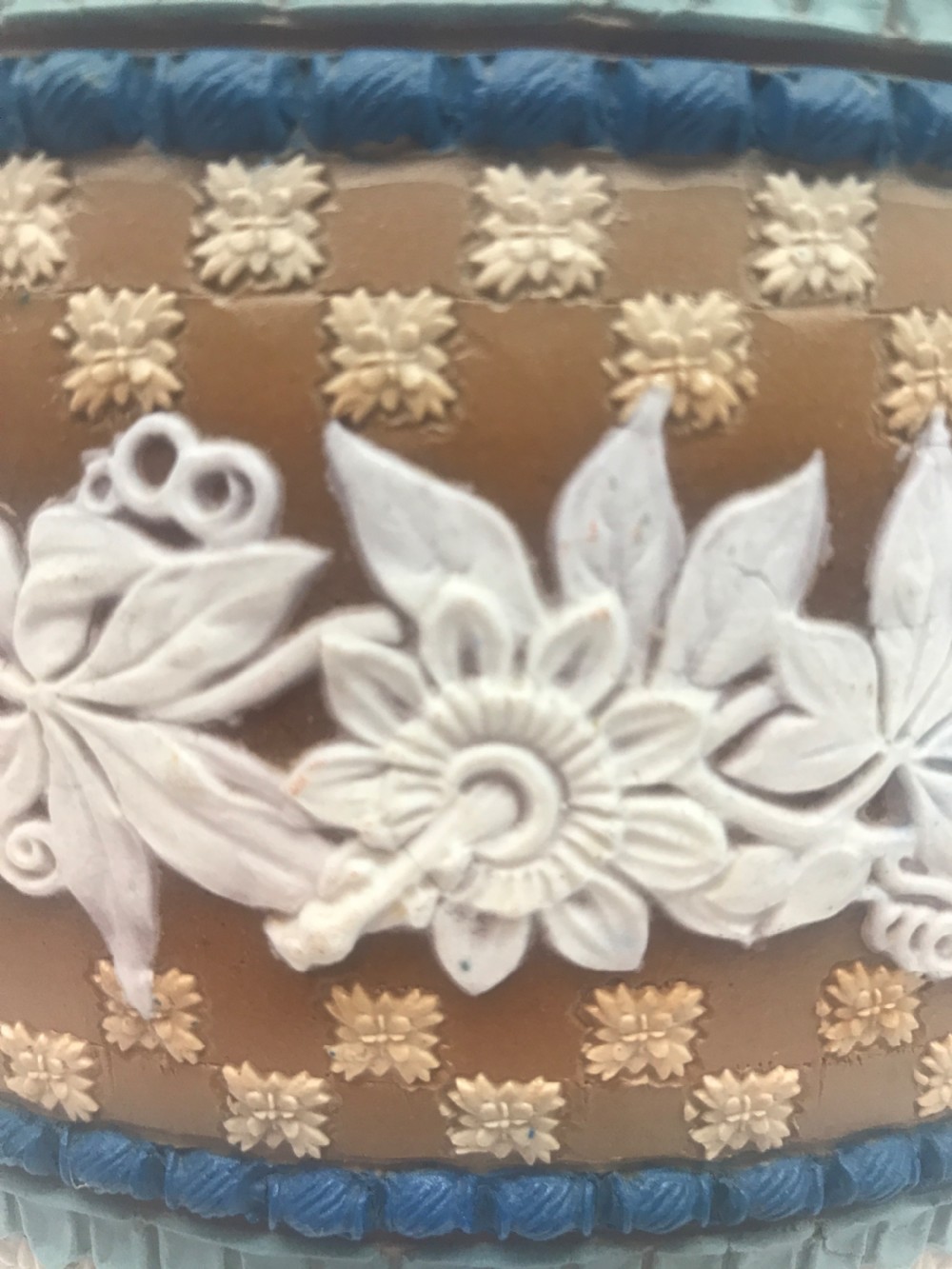 Late Victorian 1881-1891 Doulton Lambeth “silicon ware” Jardiniere. View IV
