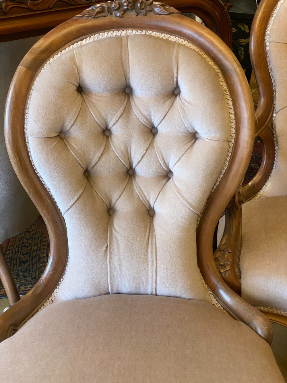 Antique pair of  salon chairs. View IV