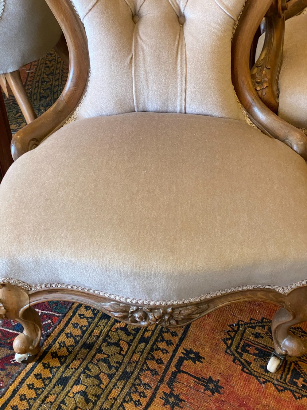 Antique pair of  salon chairs. View VII