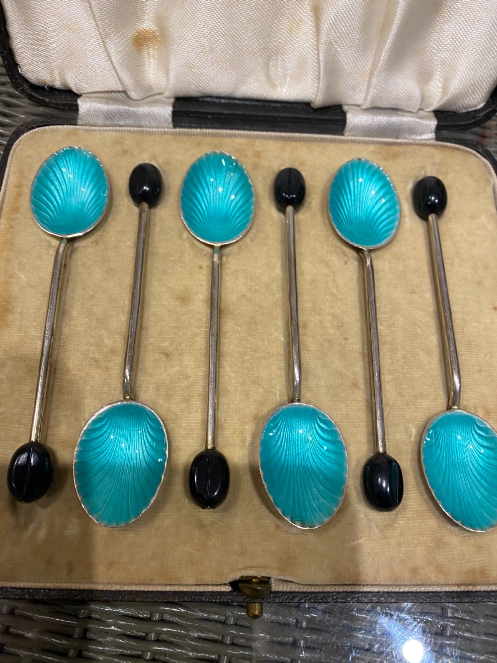 Antique enamel coffee spoons 
