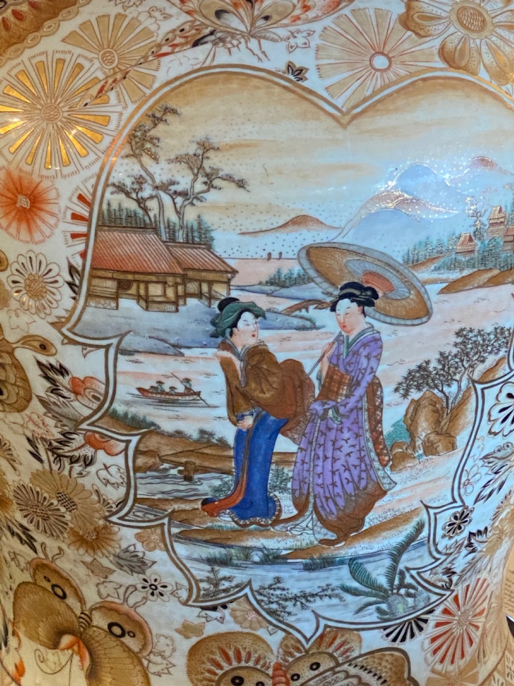 Antique pair of Oriental ginger jar lamps
 View III