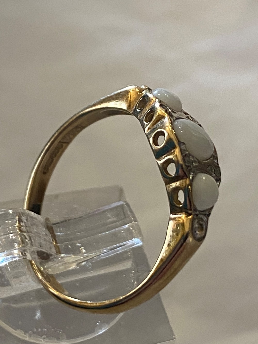 Late Victorian milk Opal and diamond ring View III