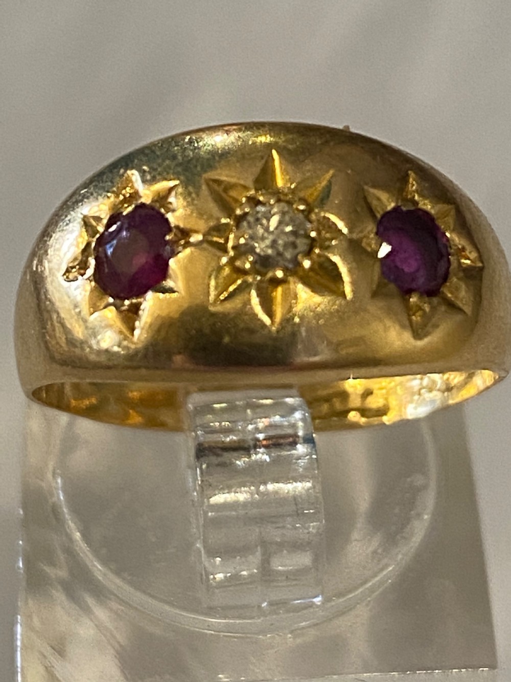 Antique Ruby and diamond gypsy ring 
