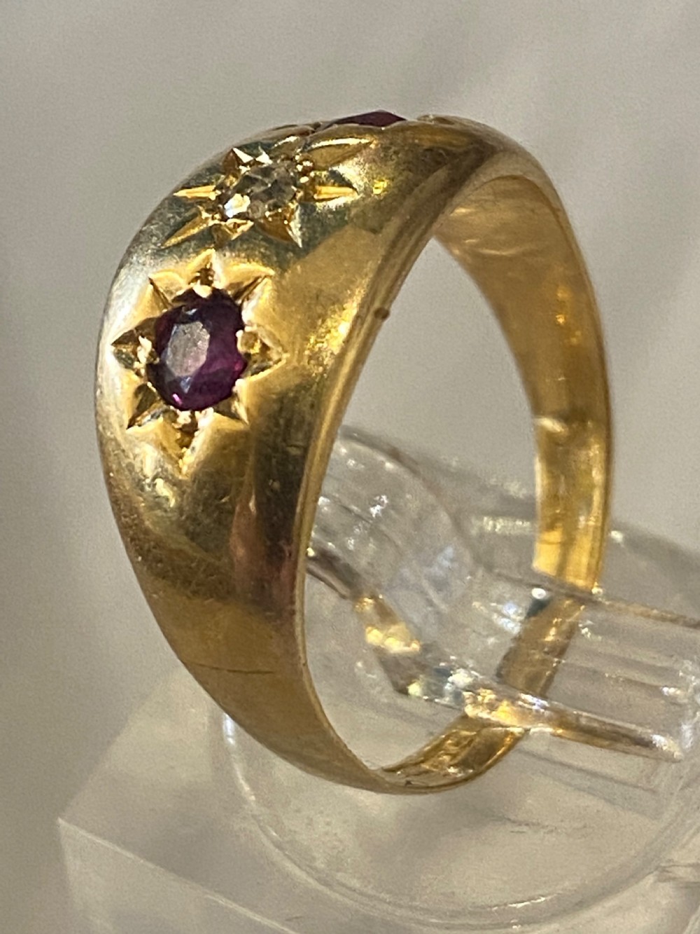 Antique Ruby and diamond gypsy ring  View III