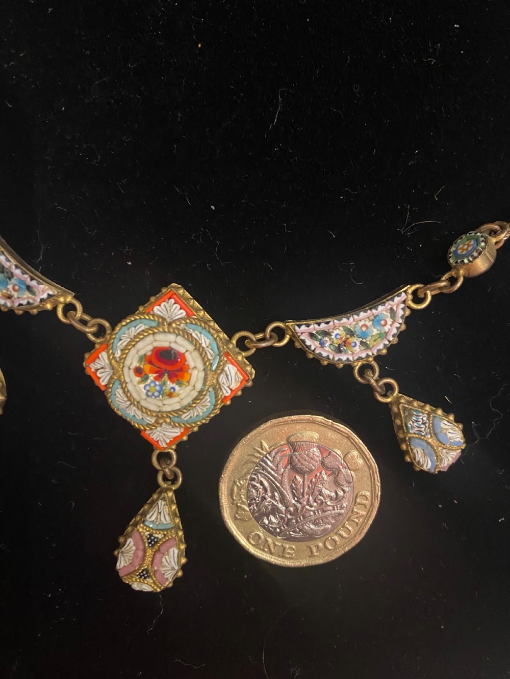 Italian micro-mosaic 19th century necklace. View IV