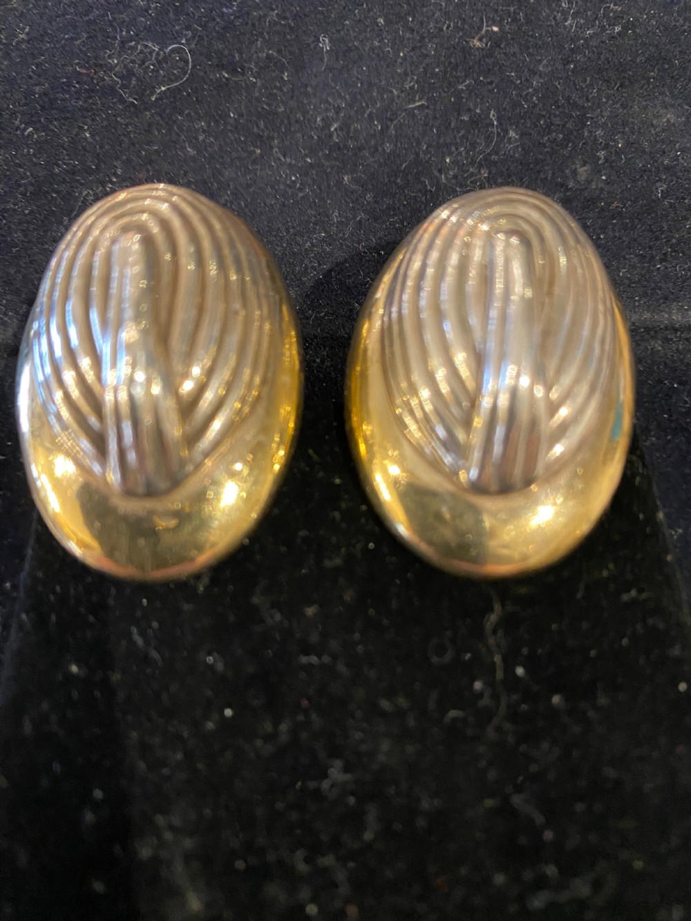 Vintage Italian silver gilt clip earrings