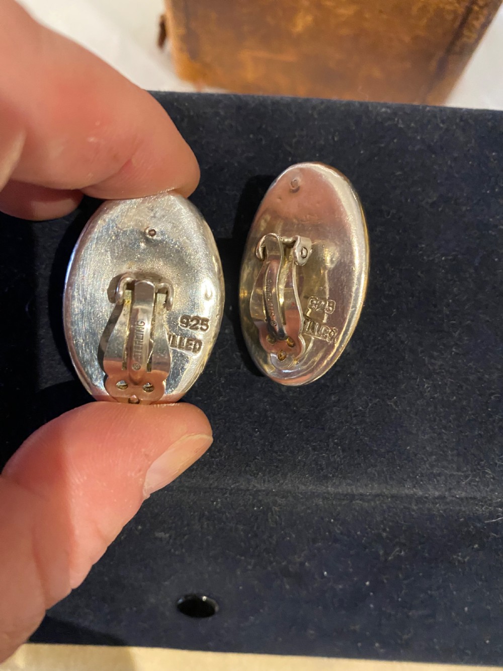 Vintage Italian silver gilt clip earrings View V