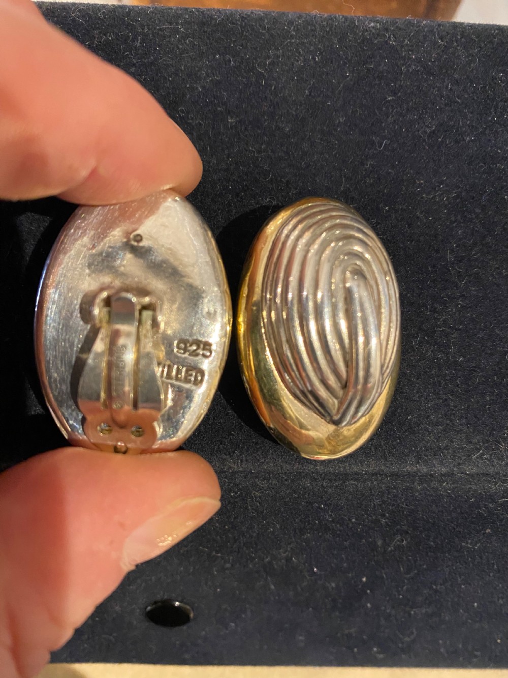 Vintage Italian silver gilt clip earrings View VI
