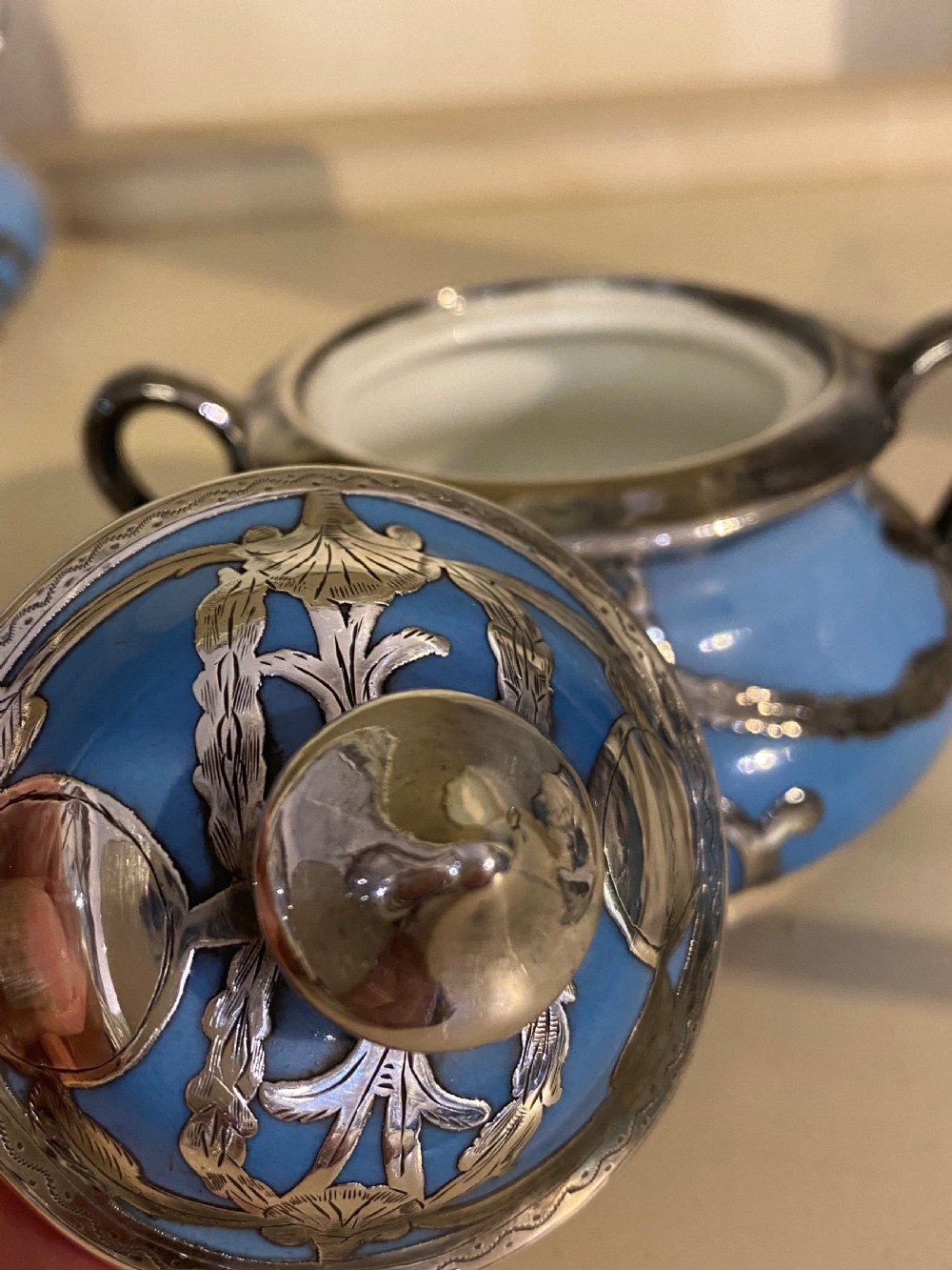 Antique silver bound Star/Paragon Cabaret teaset. View V