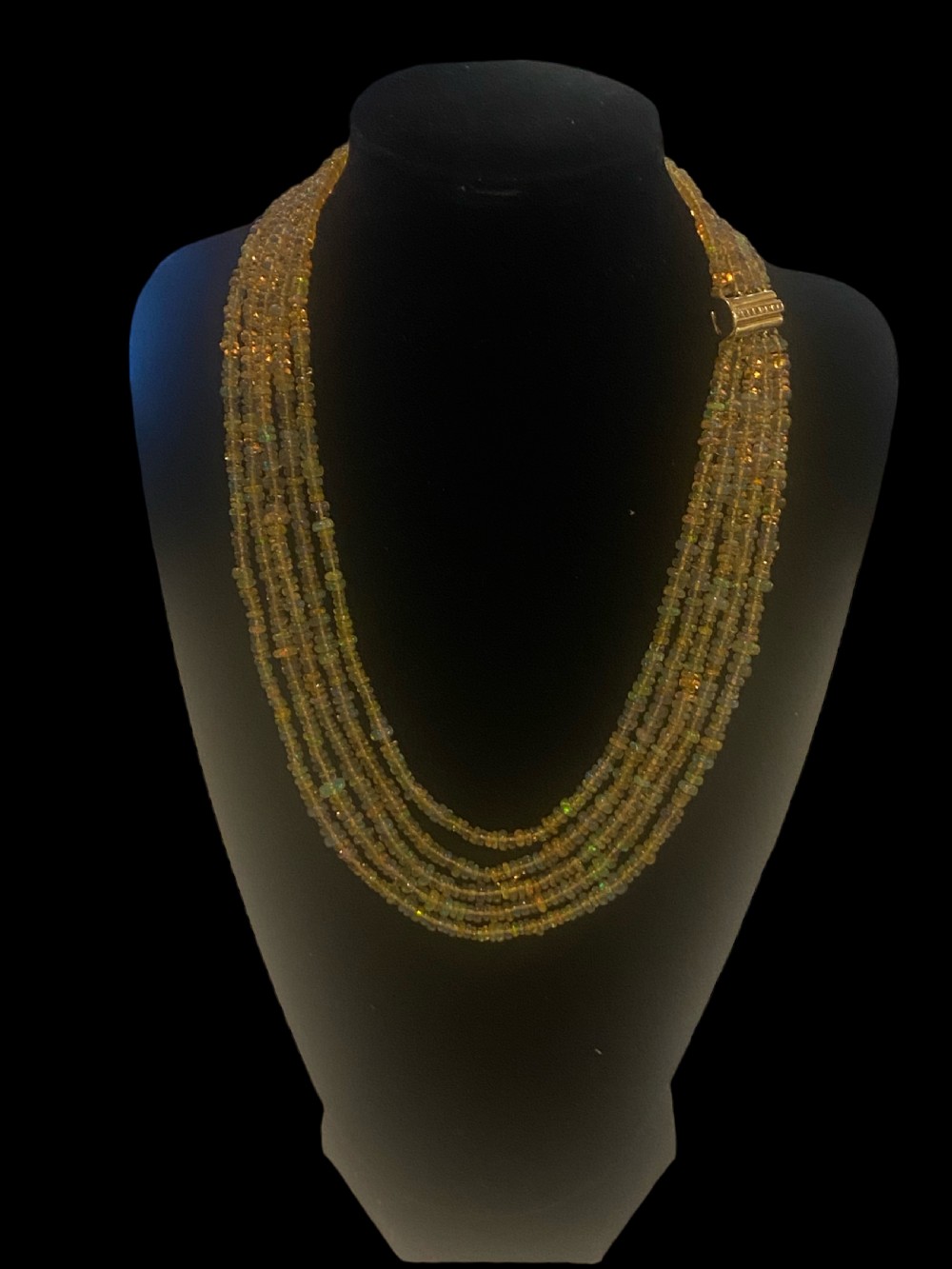 Graduated Opal, Gold and diamond necklace