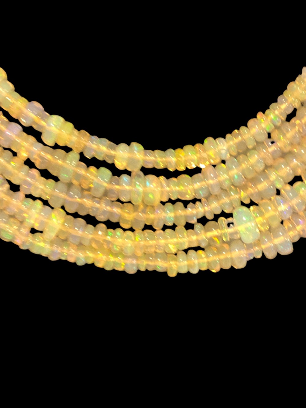Graduated Opal, Gold and diamond necklace View III
