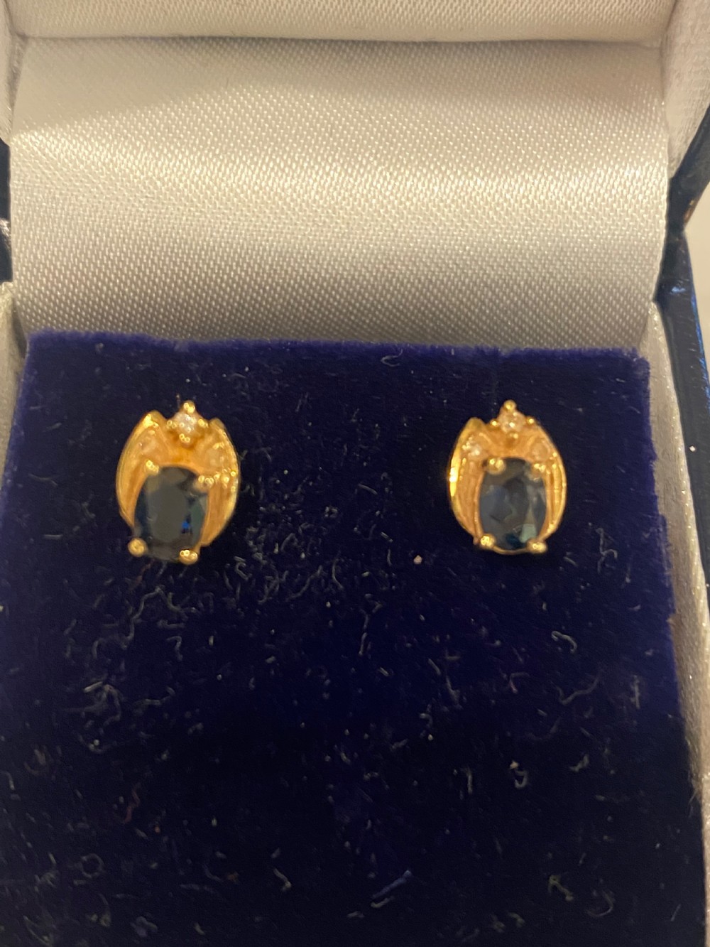 Vintage sapphire and diamond stud  earrings