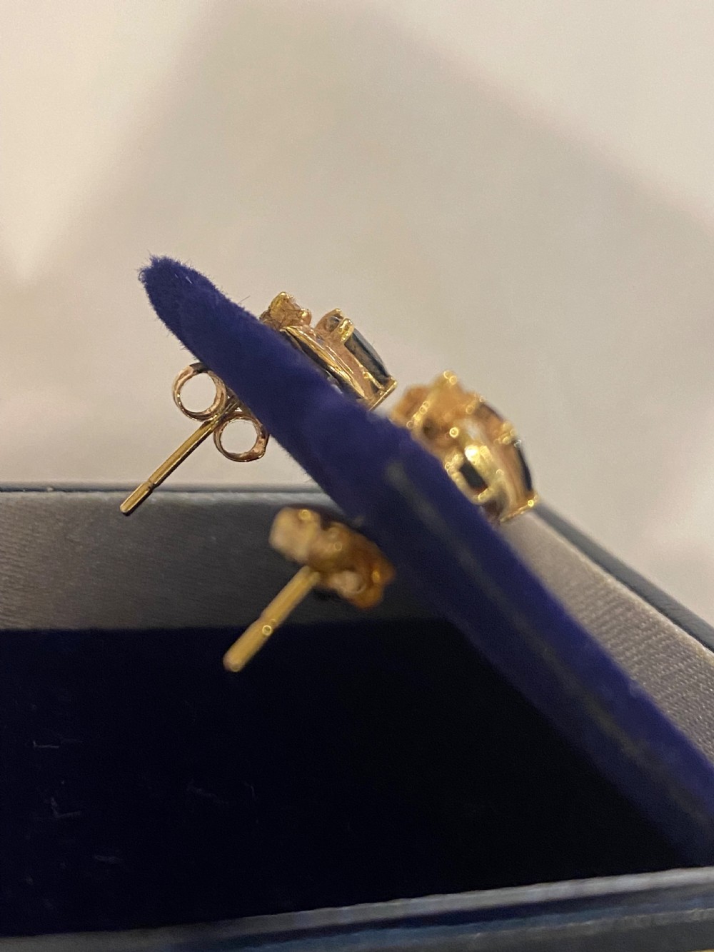 Vintage sapphire and diamond stud  earrings View II