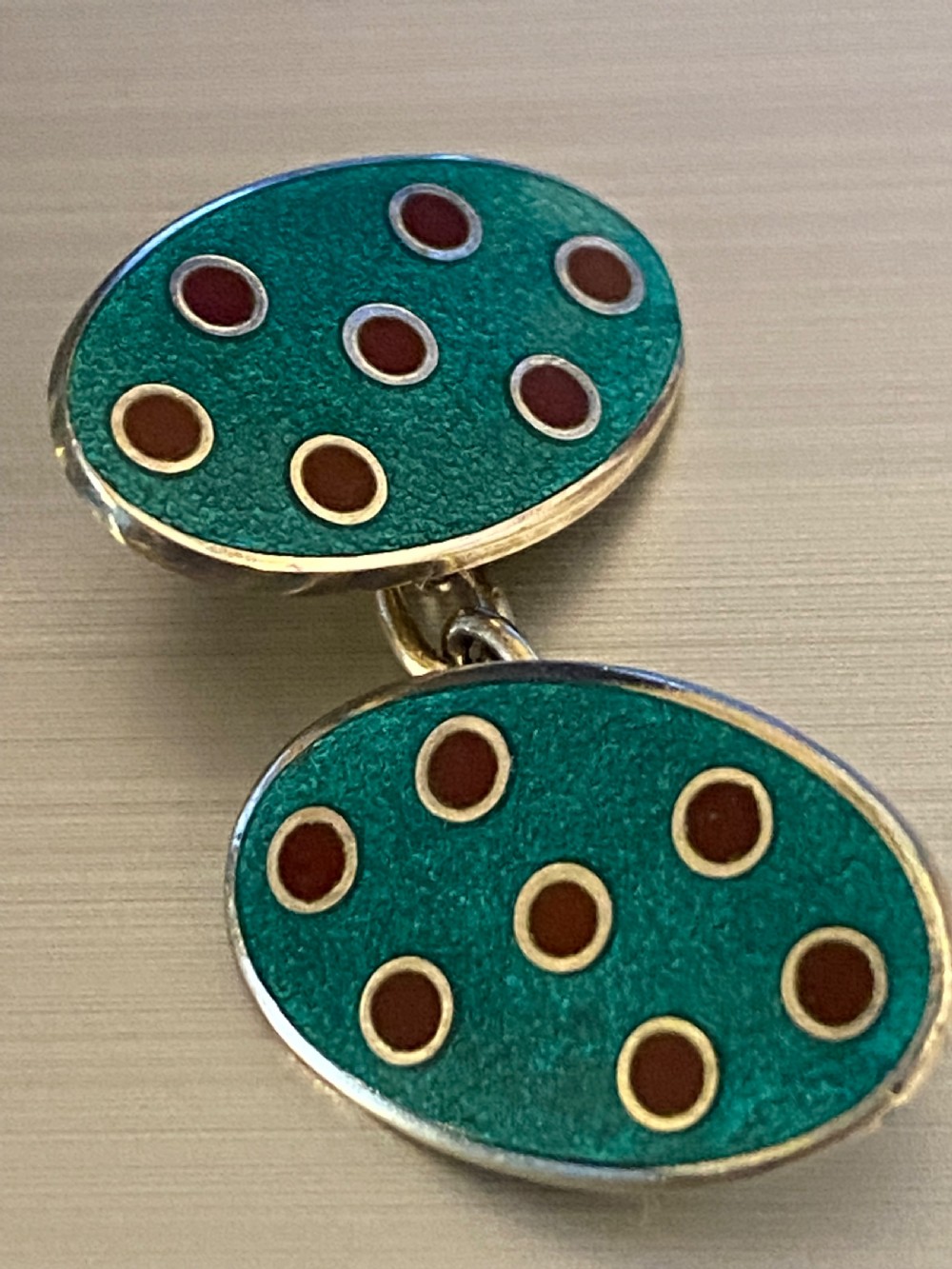 A pair of Mappin & Webb enamel cufflinks View IV