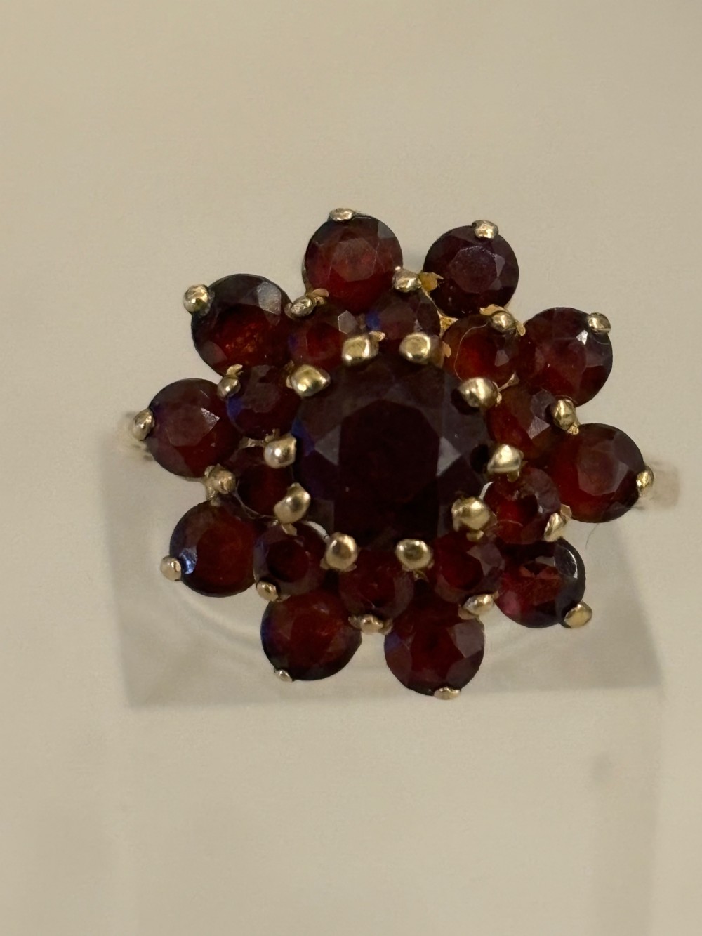Vintage garnet and gold dress ring 